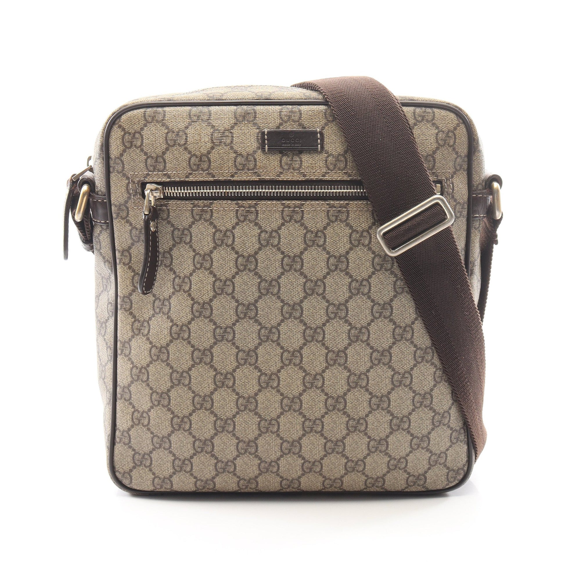 GGスプリーム ショルダーバッグ PVC レザー ベージュ ダークブラウン グッチ バッグ GUCCI