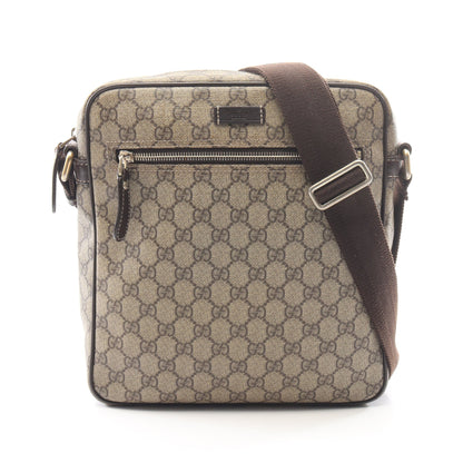 GGスプリーム ショルダーバッグ PVC レザー ベージュ ダークブラウン グッチ バッグ GUCCI