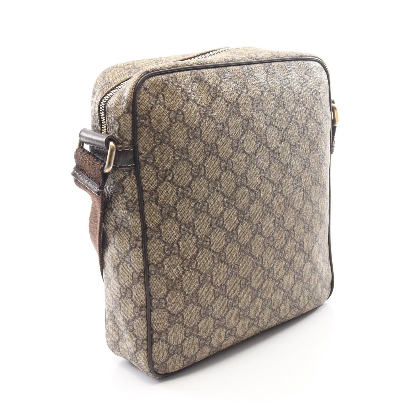 GGスプリーム ショルダーバッグ PVC レザー ベージュ ダークブラウン グッチ バッグ GUCCI