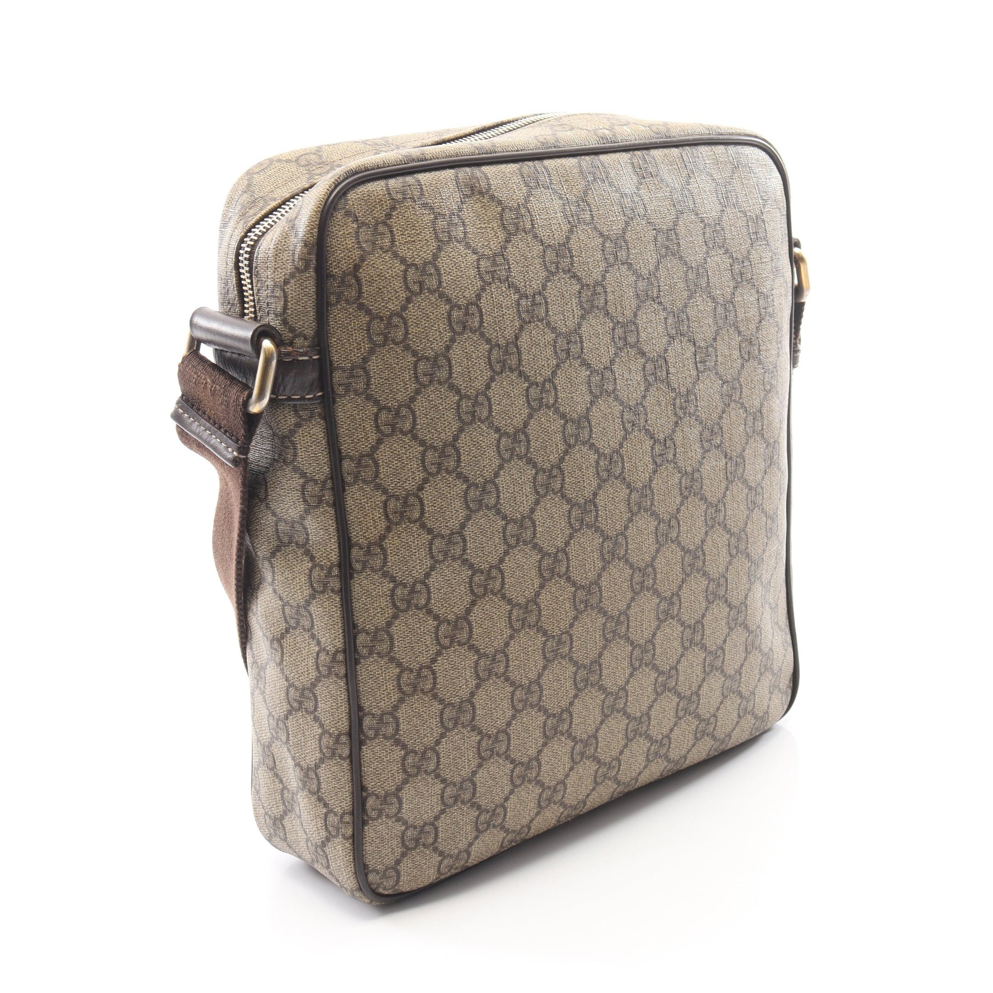 GGスプリーム ショルダーバッグ PVC レザー ベージュ ダークブラウン グッチ バッグ GUCCI