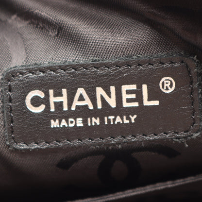 カンボンライン ラージポシェット ショルダーバッグ レザー ベージュ ブラック シルバー金具 シャネル