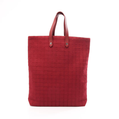 アメダバGM ルージュ ハンドバッグ キャンバス レザー レッド シルバー金具 エルメス
