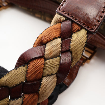 ズッキーノ ハンドバッグ キャンバス レザー カーキグリーン ブラウン フェンディ バッグ FENDI