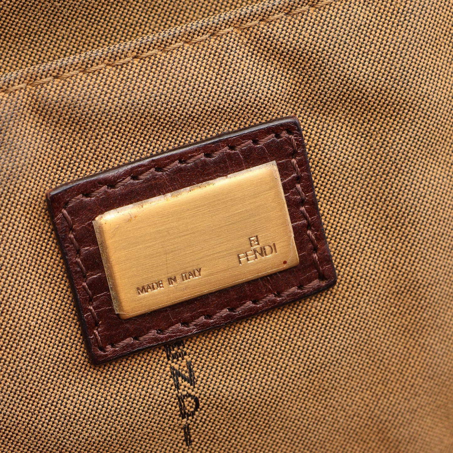 ズッキーノ ハンドバッグ キャンバス レザー カーキグリーン ブラウン フェンディ バッグ FENDI