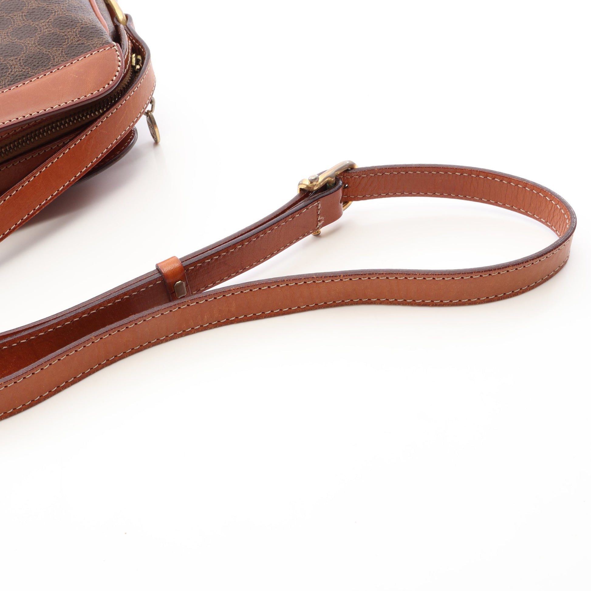 マカダム ショルダーバッグ PVC レザー ブラウン ダークブラウン セリーヌ バッグ CELINE
