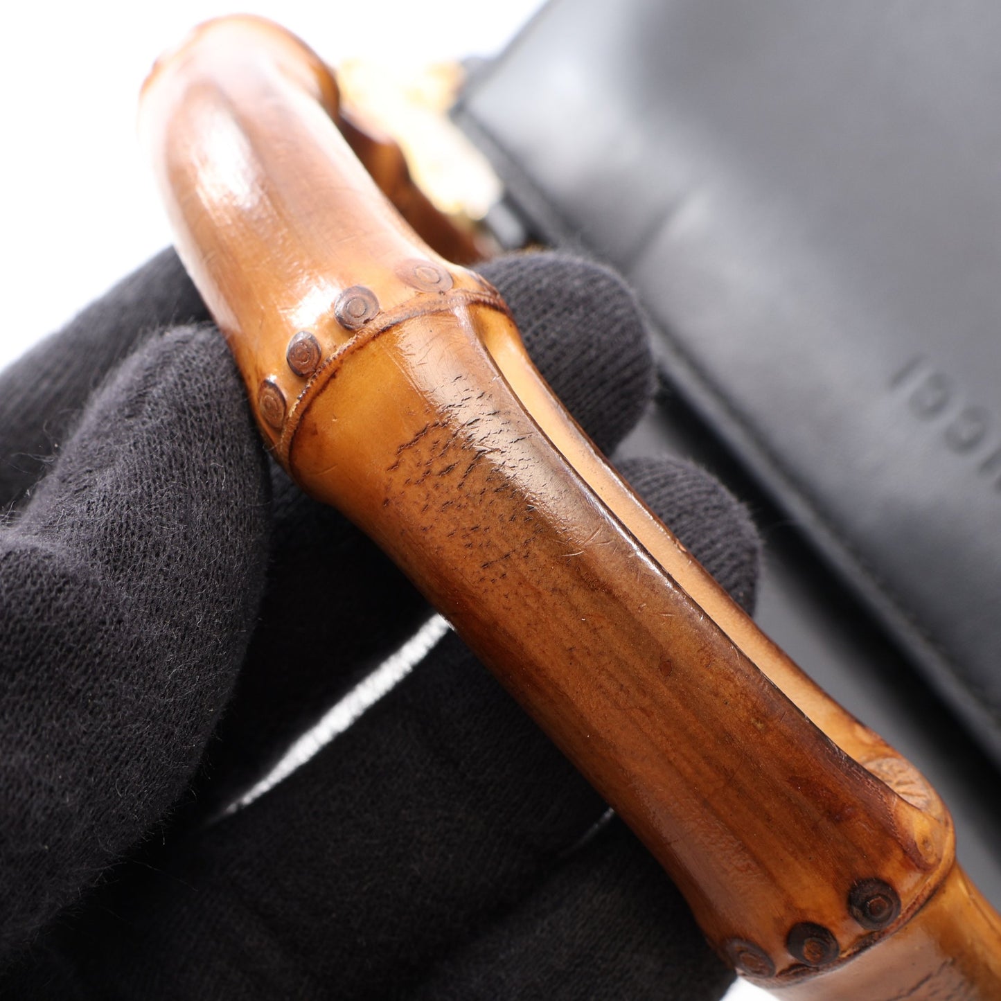 ニムフェア バンブー 2WAY ハンドバッグ レザー ブラック グッチ