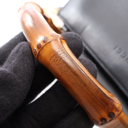 ニムフェア バンブー 2WAY ハンドバッグ レザー ブラック グッチ
