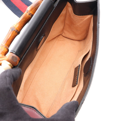 ニムフェア バンブー 2WAY ハンドバッグ レザー ブラック グッチ