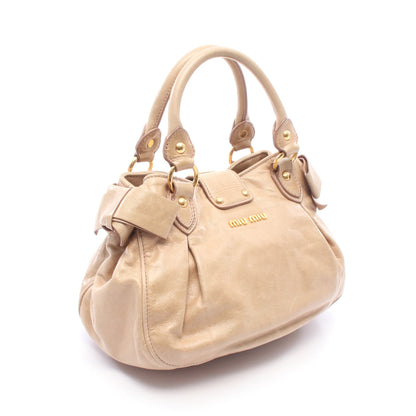 サイドリボン 2WAY ハンドバッグ レザー ベージュ ミュウミュウ バッグ miu miu