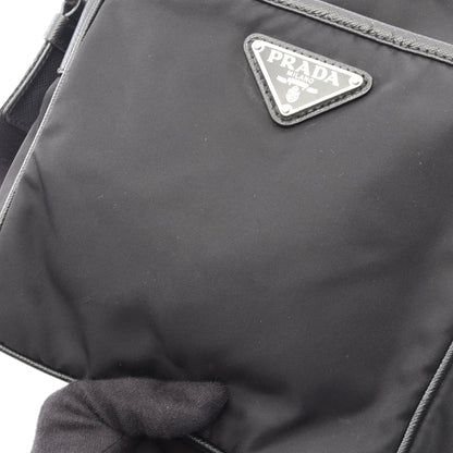 Re-Nylon ショルダーバッグ ナイロン サフィアーノレザー ブラック プラダ