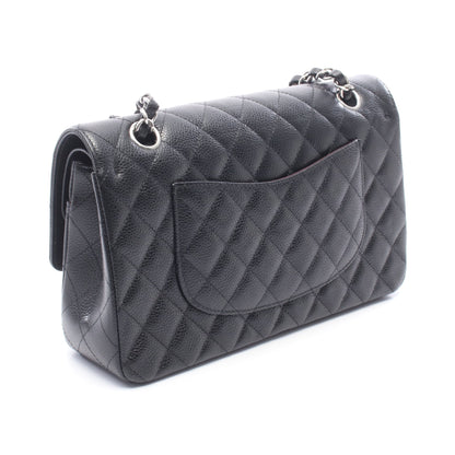 マトラッセ Wフラップ Wチェーンショルダーバッグ キャビアスキン ブラック シルバー金具 シャネル バッグ CHANEL