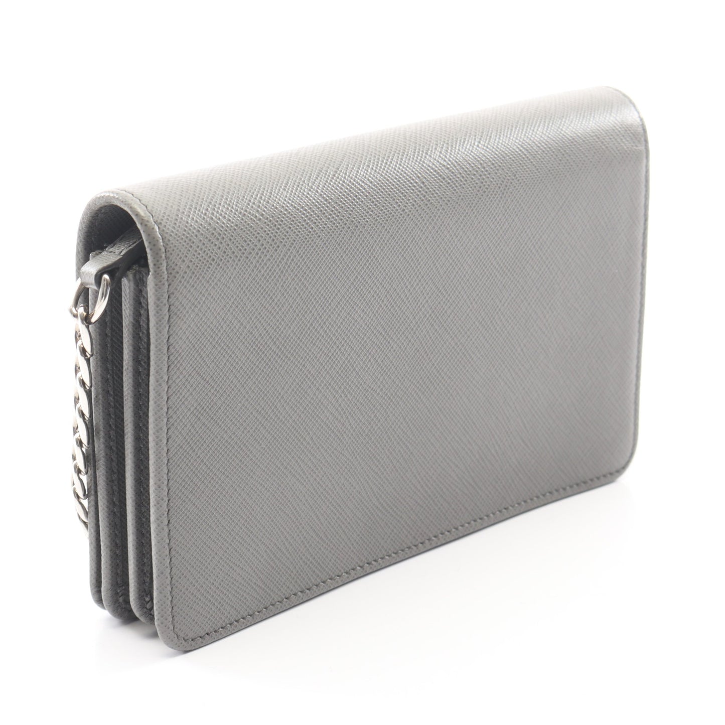 SAFFIANO LUX チェーンウォレット サフィアーノレザー グレー プラダ