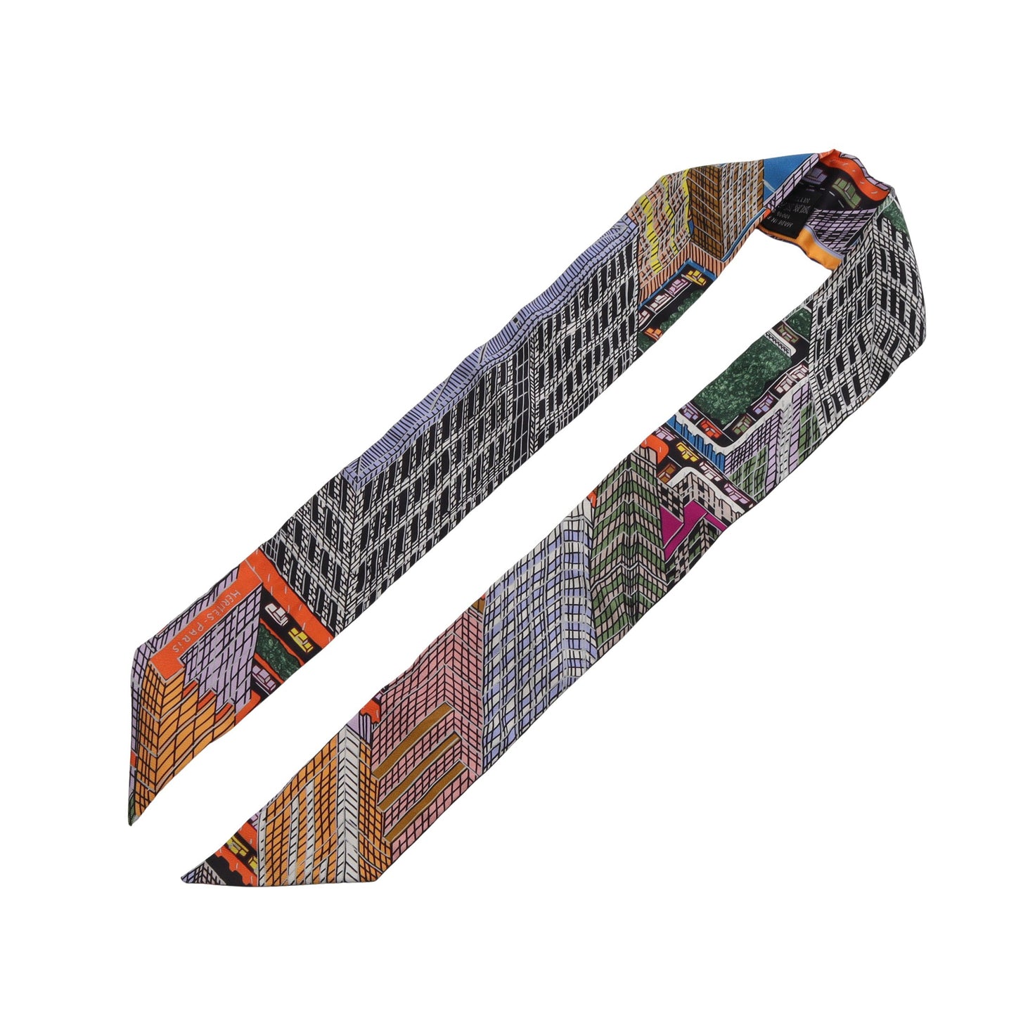 ツイリー PANTIN CITY リボン スカーフ シルク ブラック マルチカラー エルメス