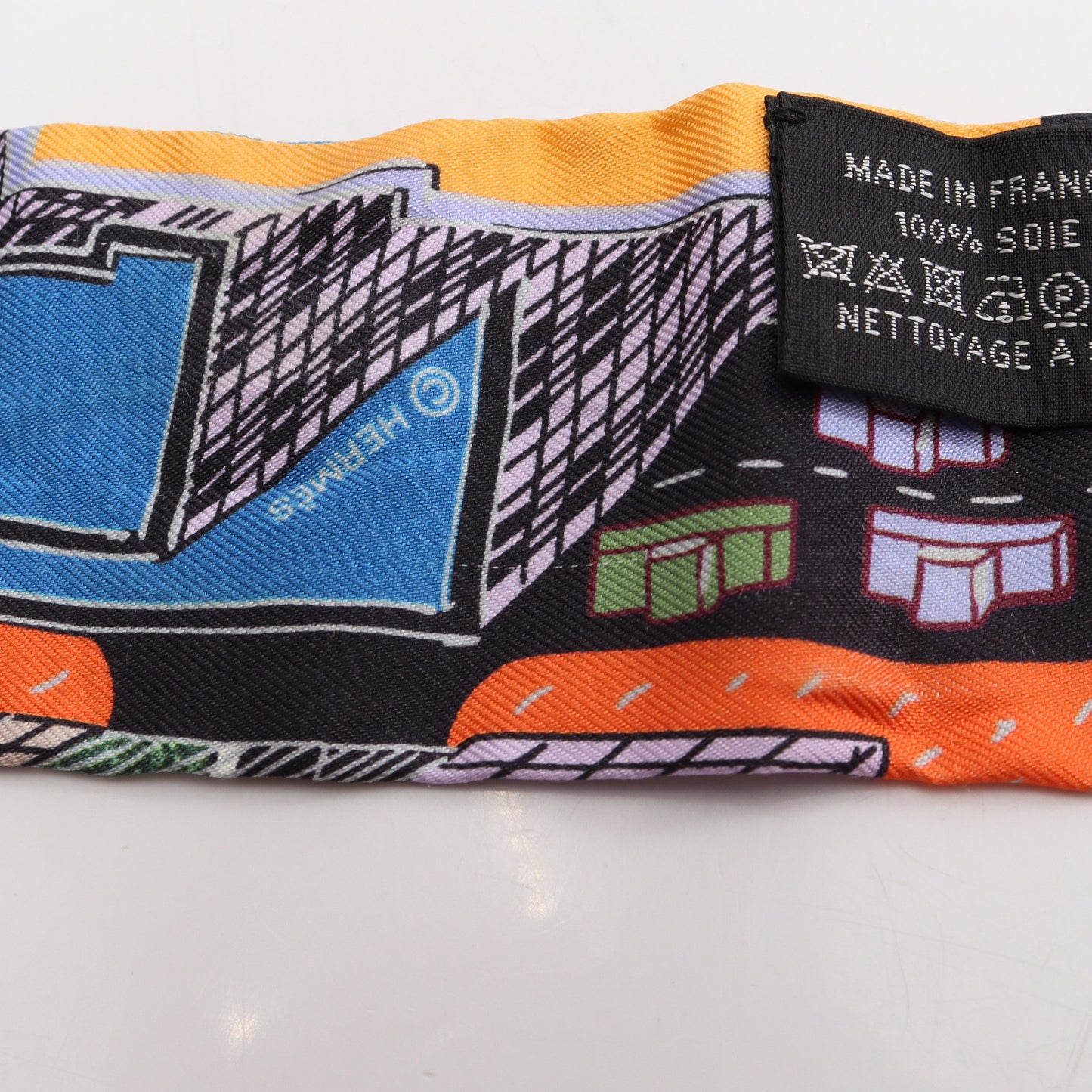 ツイリー PANTIN CITY リボン スカーフ シルク ブラック マルチカラー エルメス
