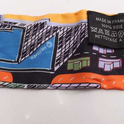 ツイリー PANTIN CITY リボン スカーフ シルク ブラック マルチカラー エルメス