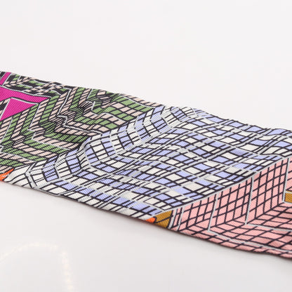 ツイリー PANTIN CITY リボン スカーフ シルク ブラック マルチカラー エルメス