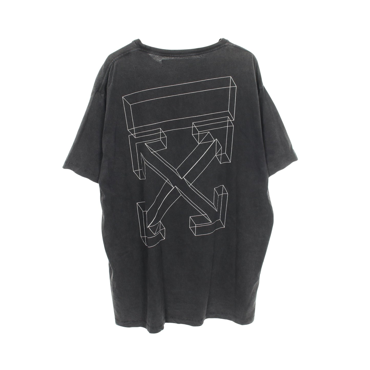 バックロゴ 半袖Tシャツ コットン ダークグレー オフホワイト