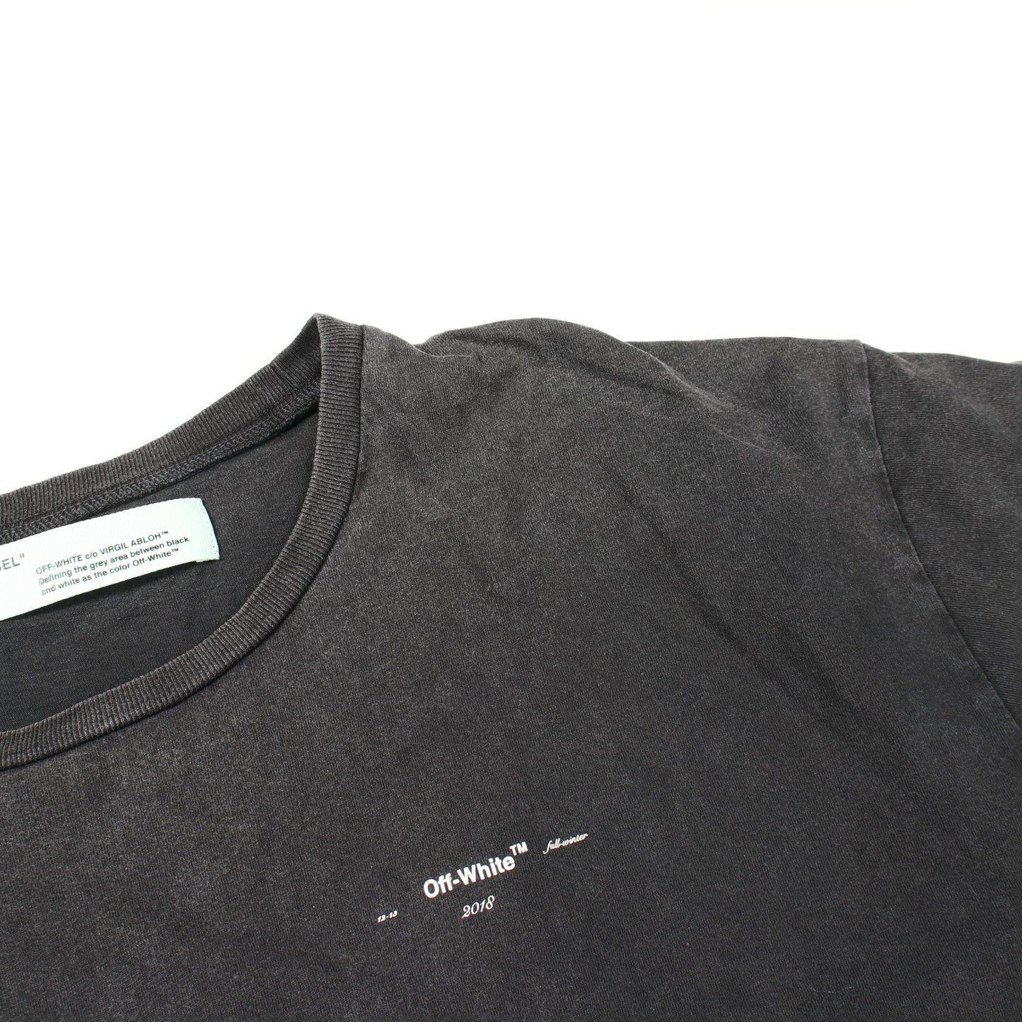 バックロゴ 半袖Tシャツ コットン ダークグレー オフホワイト