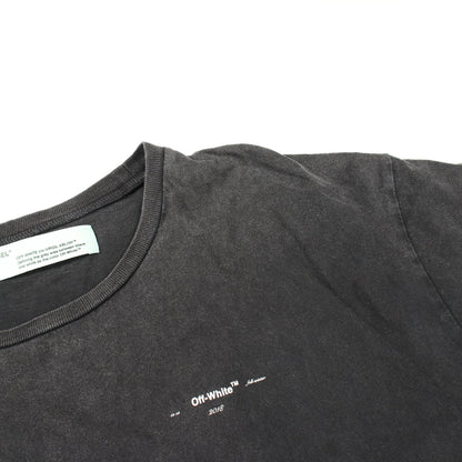 バックロゴ 半袖Tシャツ コットン ダークグレー オフホワイト