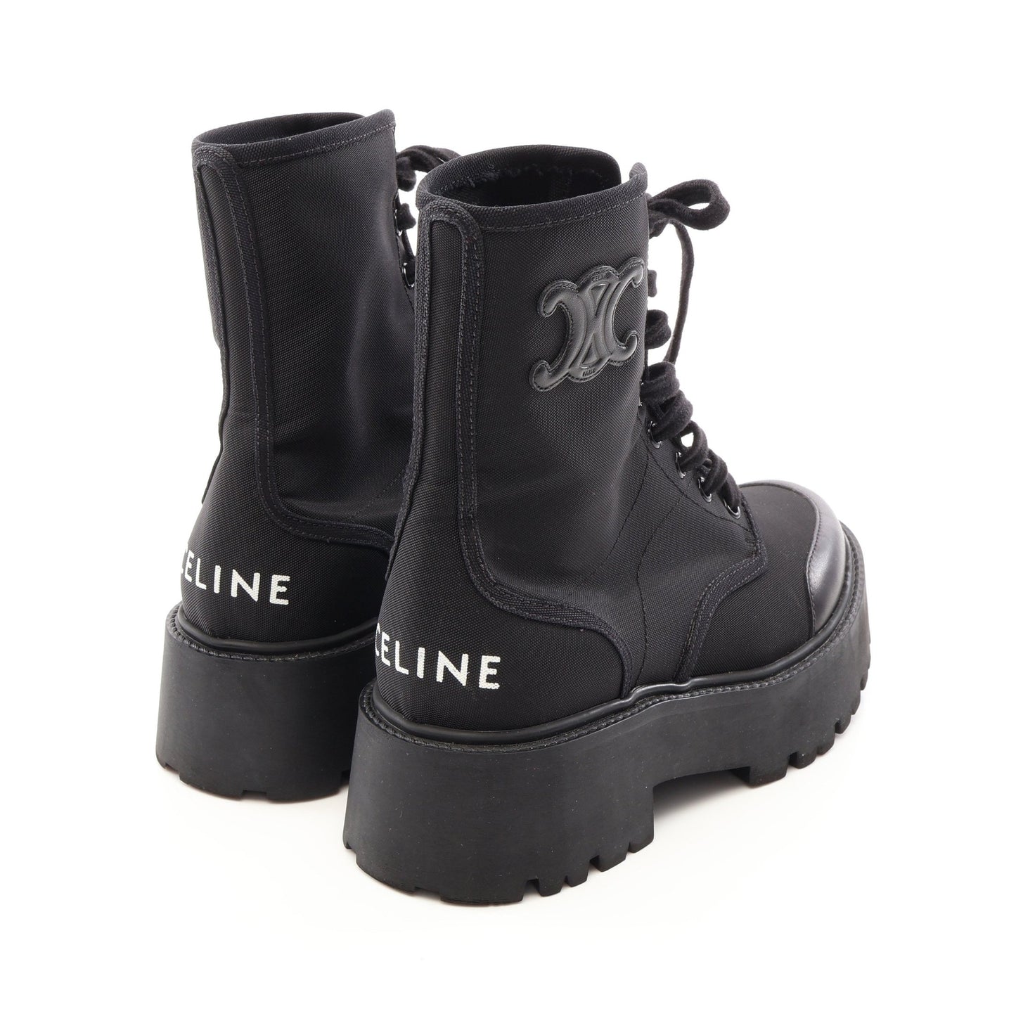 バルギー レースアップ ブーツ ナイロン レザー ブラック セリーヌ シューズ CELINE