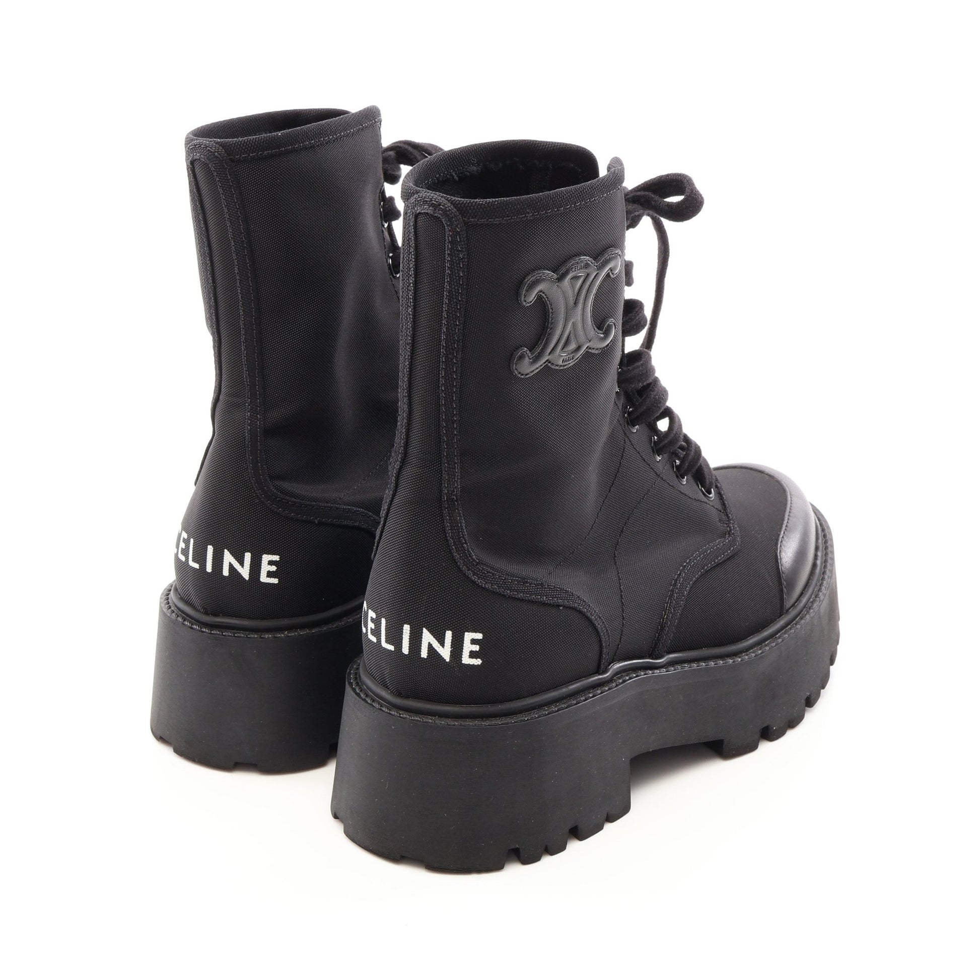 バルギー レースアップ ブーツ ナイロン レザー ブラック セリーヌ シューズ CELINE