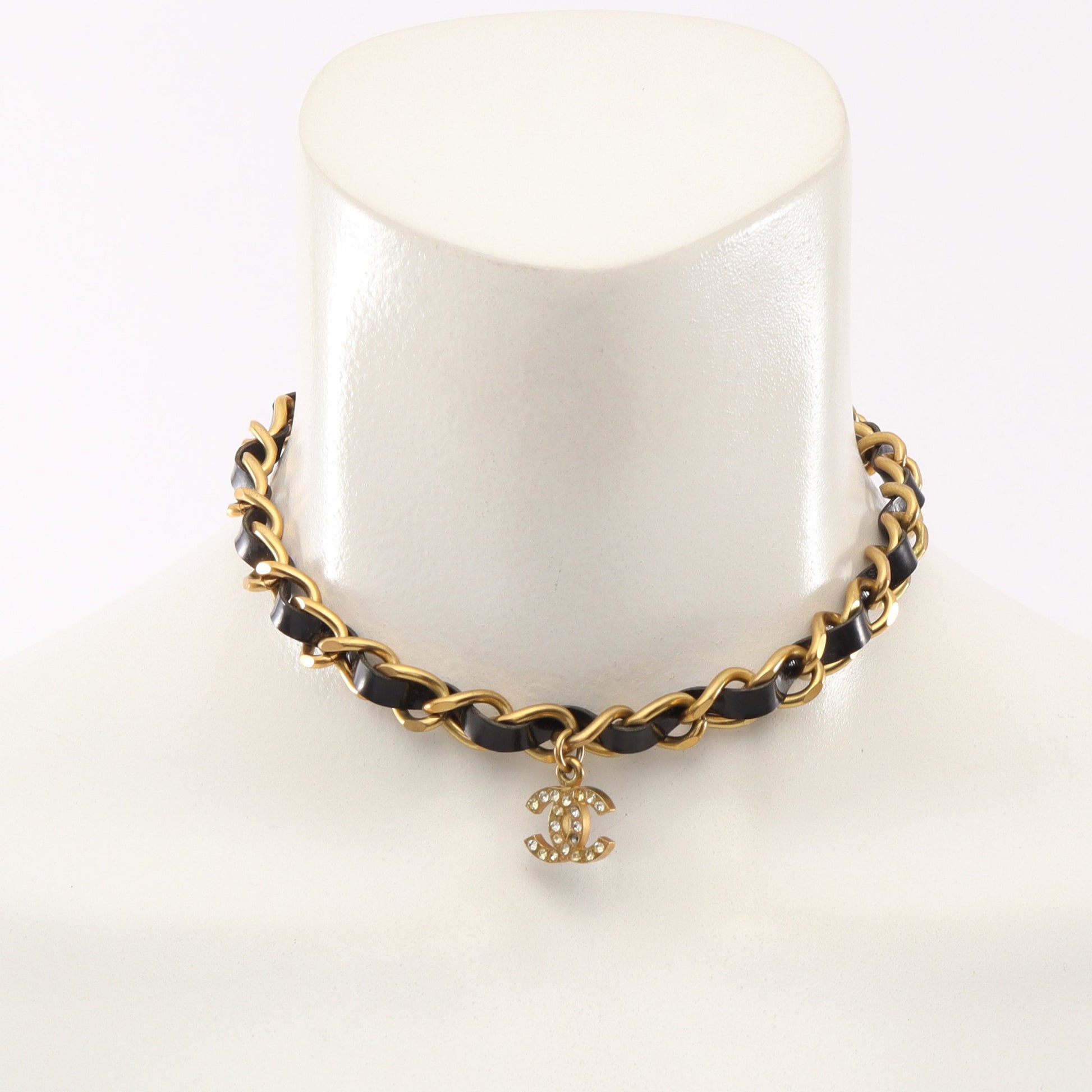 ココマーク チョーカー GP エナメルレザー ゴールド ブラック 95P シャネル アクセサリー CHANEL