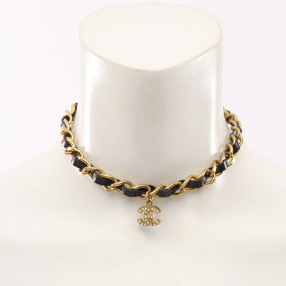 ココマーク チョーカー GP エナメルレザー ゴールド ブラック 95P シャネル アクセサリー CHANEL