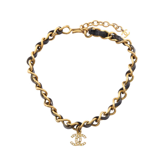 ココマーク チョーカー GP エナメルレザー ゴールド ブラック 95P シャネル アクセサリー CHANEL