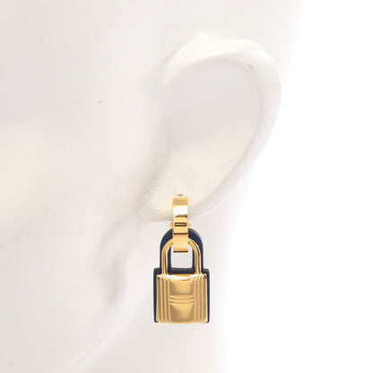 オーケリー D刻印 ピアス GP レザー ネイビー ゴールド エルメス アクセサリー HERMES