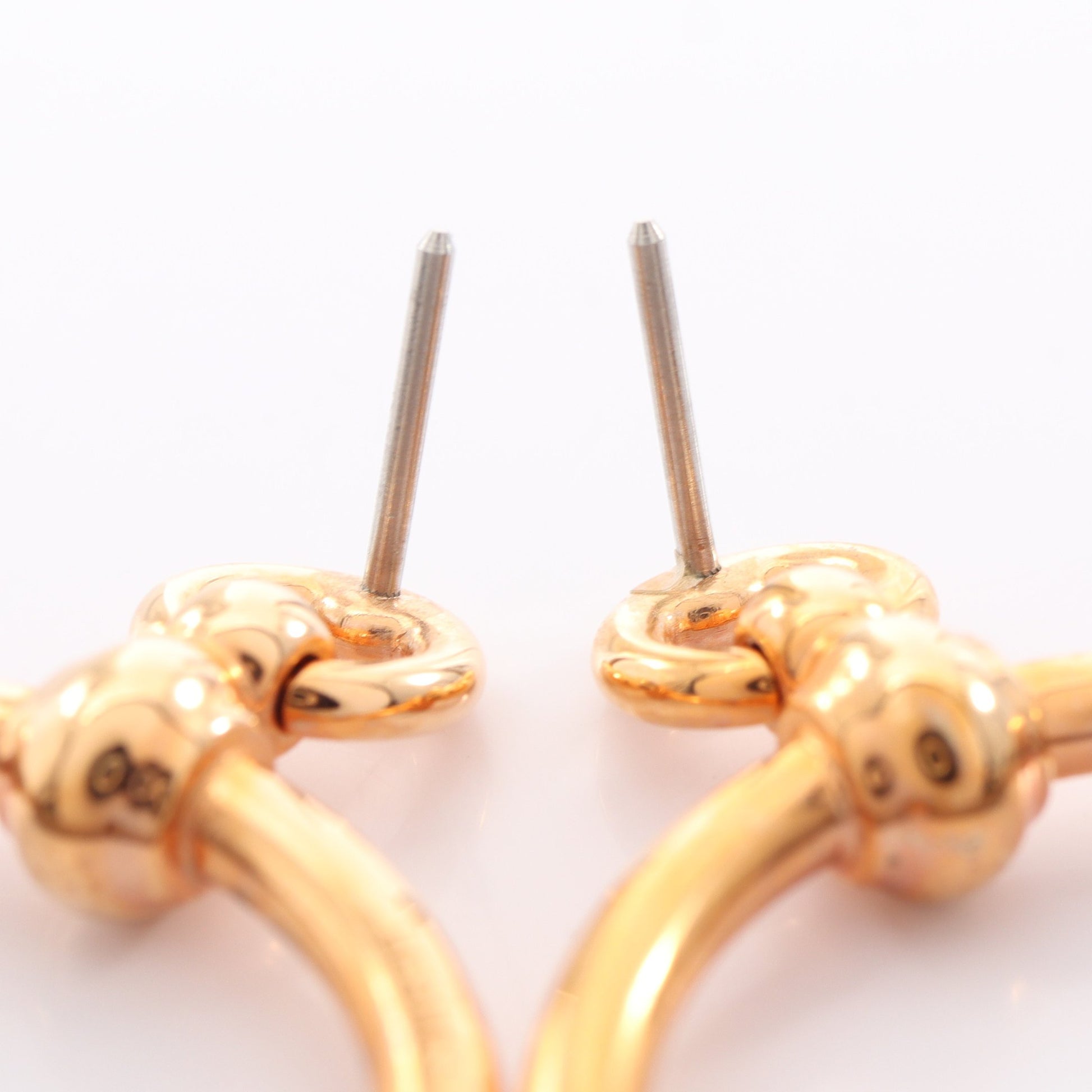 ループ グラン ピアス GP レザー ピンクゴールド グレーベージュ エルメス アクセサリー HERMES