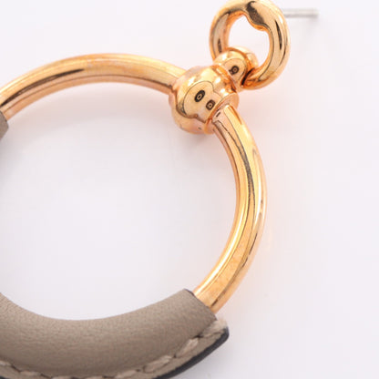 ループ グラン ピアス GP レザー ピンクゴールド グレーベージュ エルメス アクセサリー HERMES