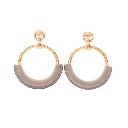 ループ グラン ピアス GP レザー ピンクゴールド グレーベージュ エルメス アクセサリー HERMES