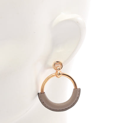 ループ グラン ピアス GP レザー ピンクゴールド グレーベージュ エルメス アクセサリー HERMES