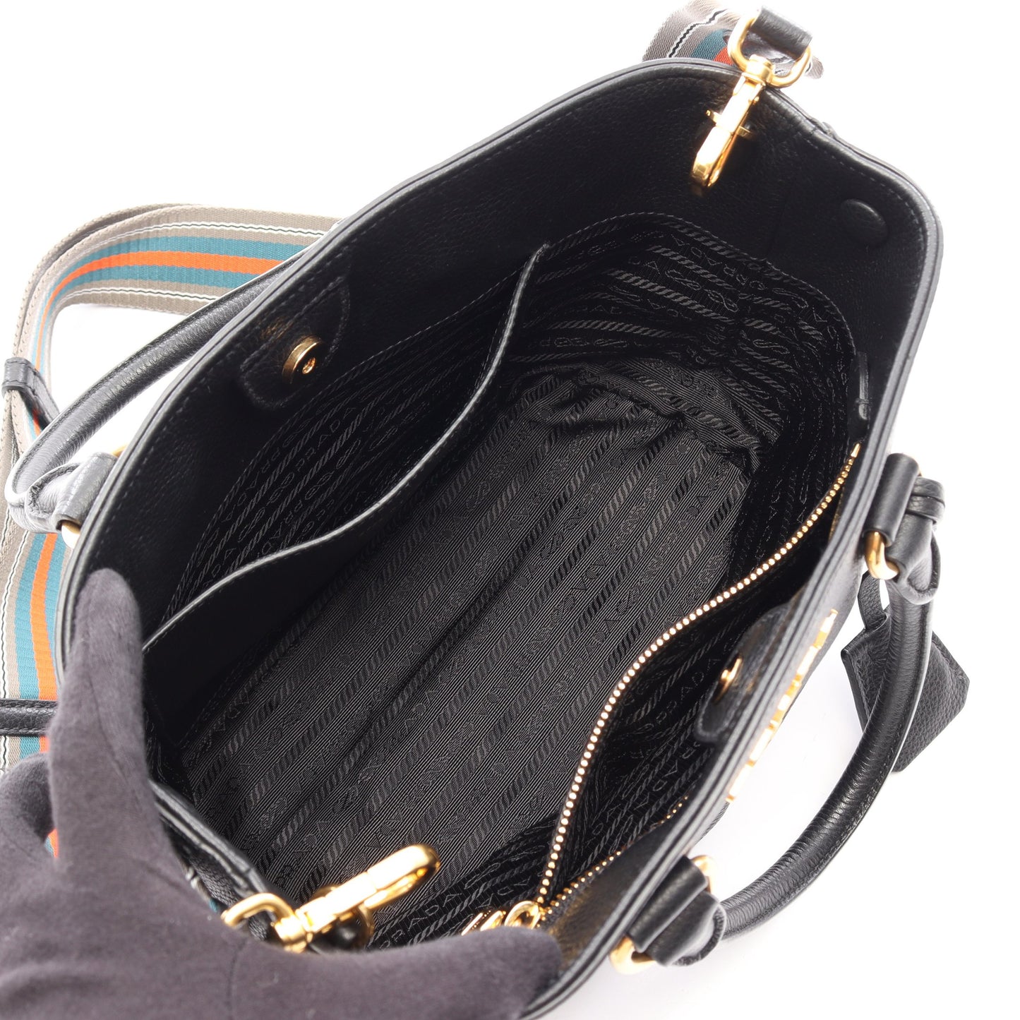 VITELLO PHENIX 2WAY ハンドバッグ レザー ブラック プラダ