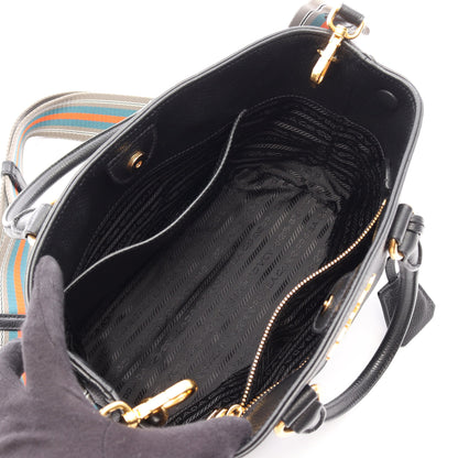 VITELLO PHENIX 2WAY ハンドバッグ レザー ブラック プラダ