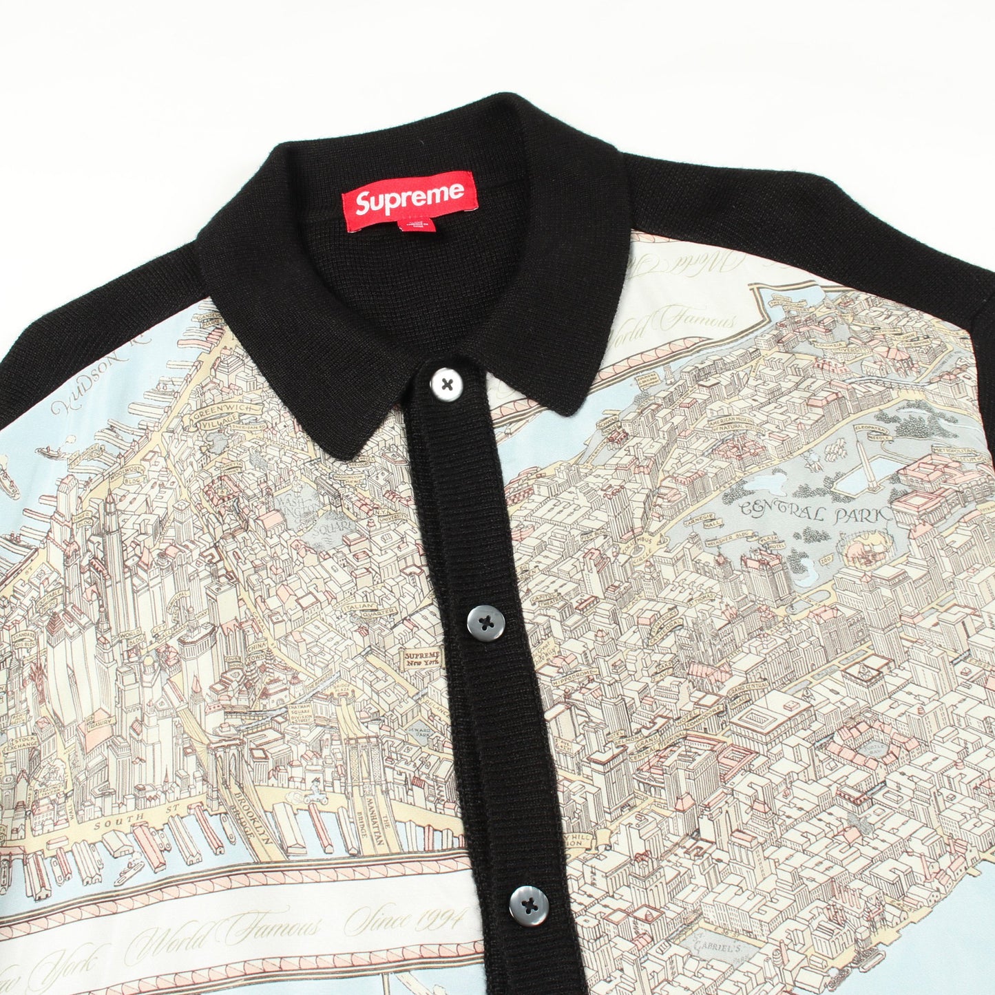 Silk Map Cardigan 切替 カーディガン ウール シルク ブラック マルチカラー シュプリーム