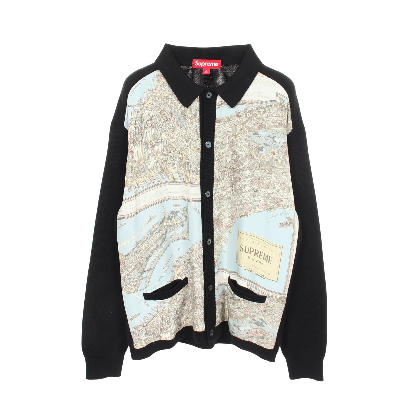 Silk Map Cardigan 切替 カーディガン ウール シルク ブラック マルチカラー シュプリーム