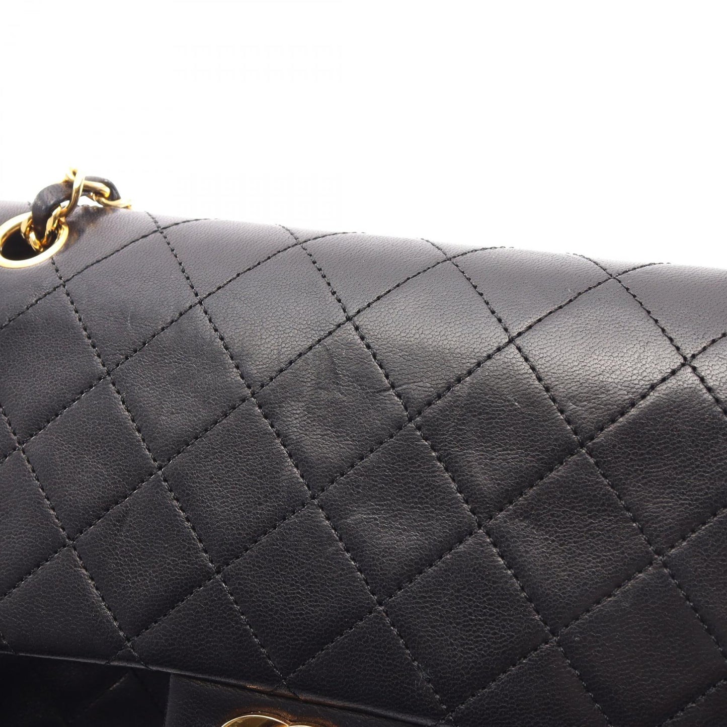 マトラッセ Wフラップ Wチェーンショルダーバッグ ラムスキン ブラック ゴールド金具 シャネル