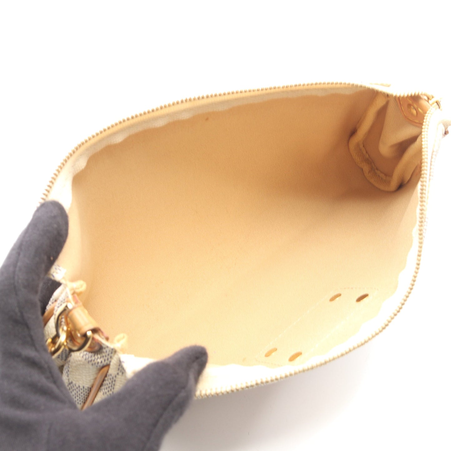 エヴァ ダミエアズール 2WAY チェーンハンドバッグ PVC レザー ホワイト ルイヴィトン