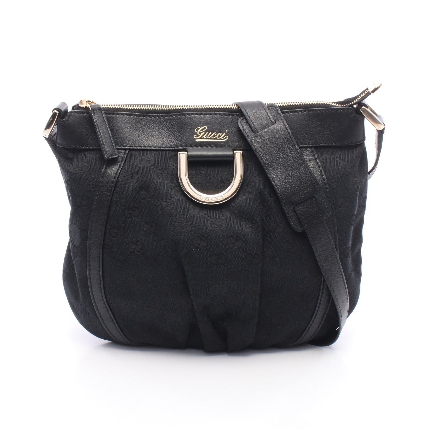 アビー GGキャンバス ショルダーバッグ キャンバス レザー ブラック グッチ バッグ GUCCI
