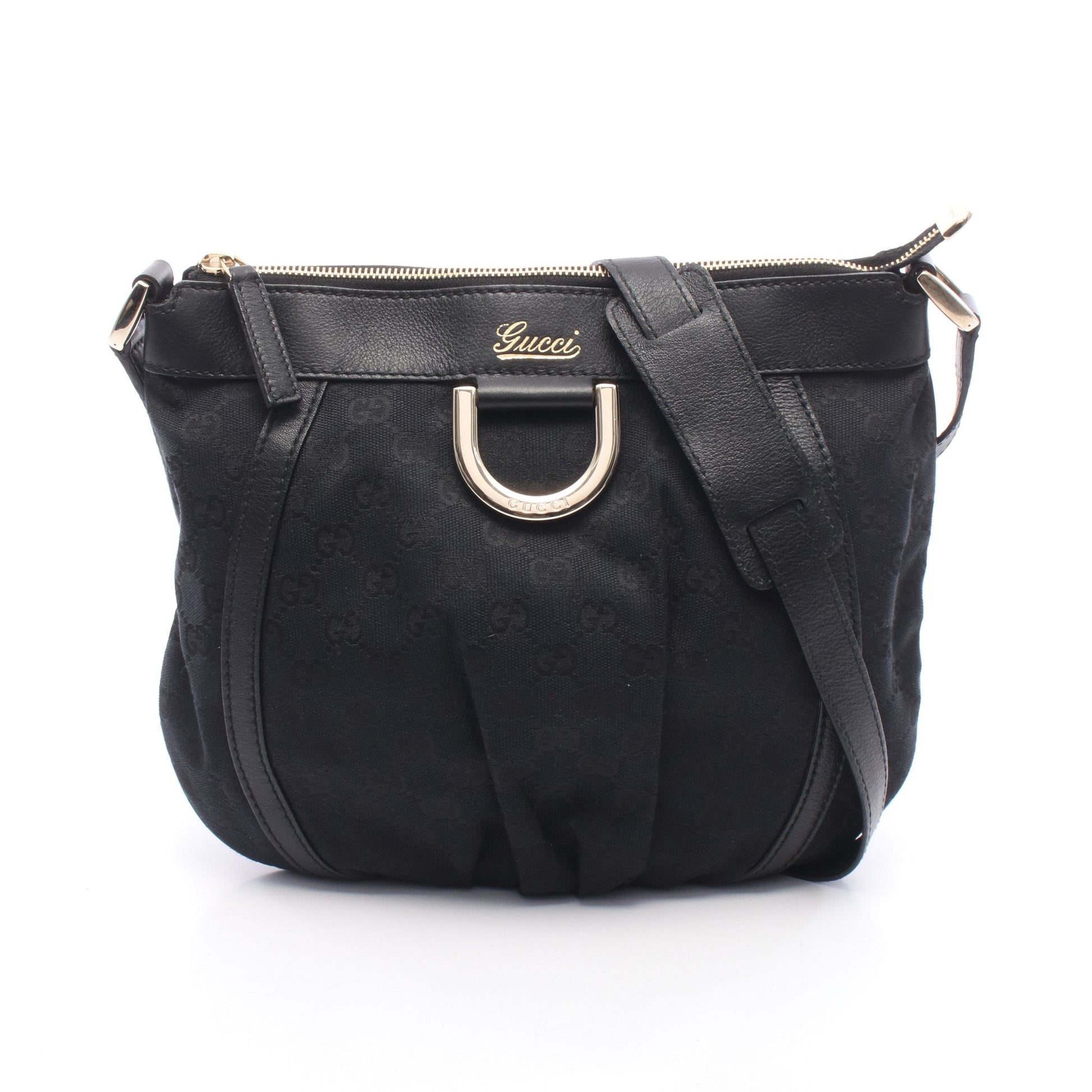 アビー GGキャンバス ショルダーバッグ キャンバス レザー ブラック グッチ バッグ GUCCI