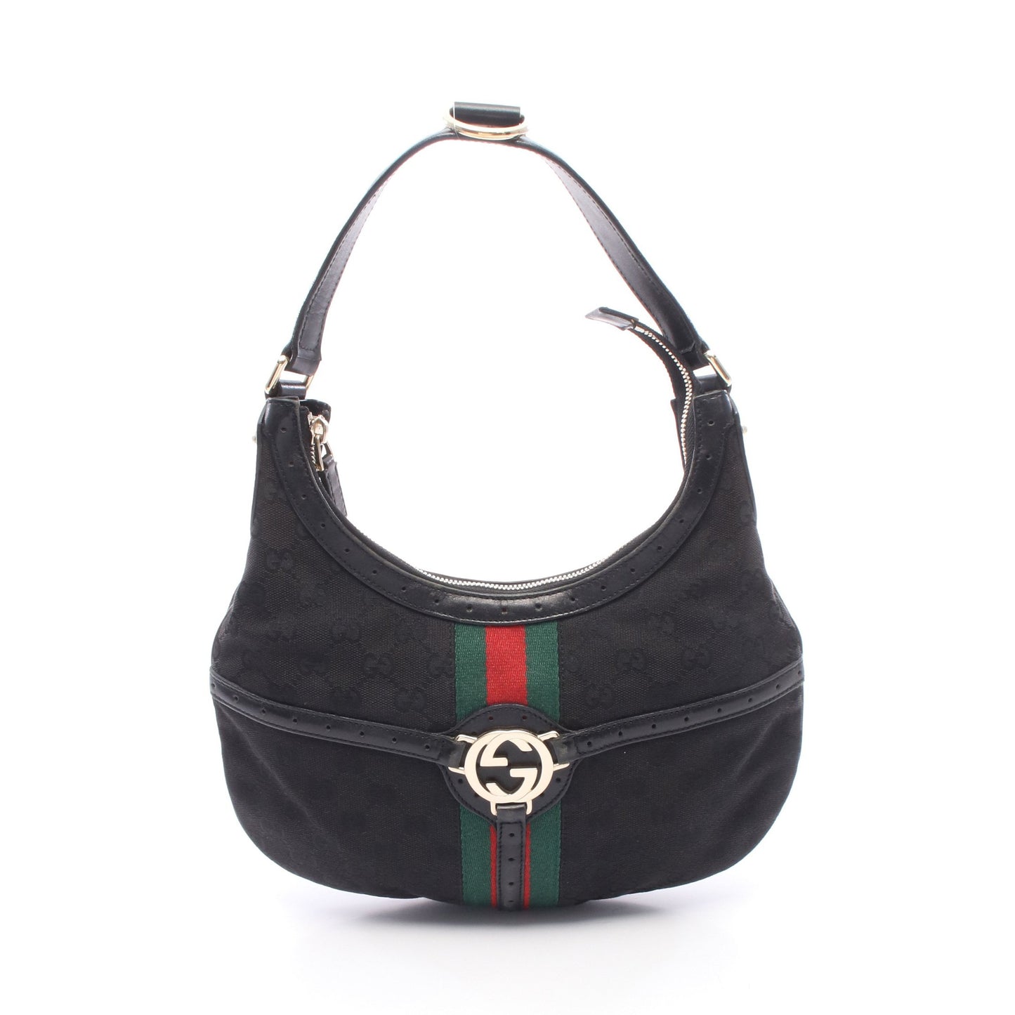 インターロッキングG GGキャンバス ワンショルダーバッグ キャンバス レザー ブラック グリーン レッド グッチ バッグ GUCCI