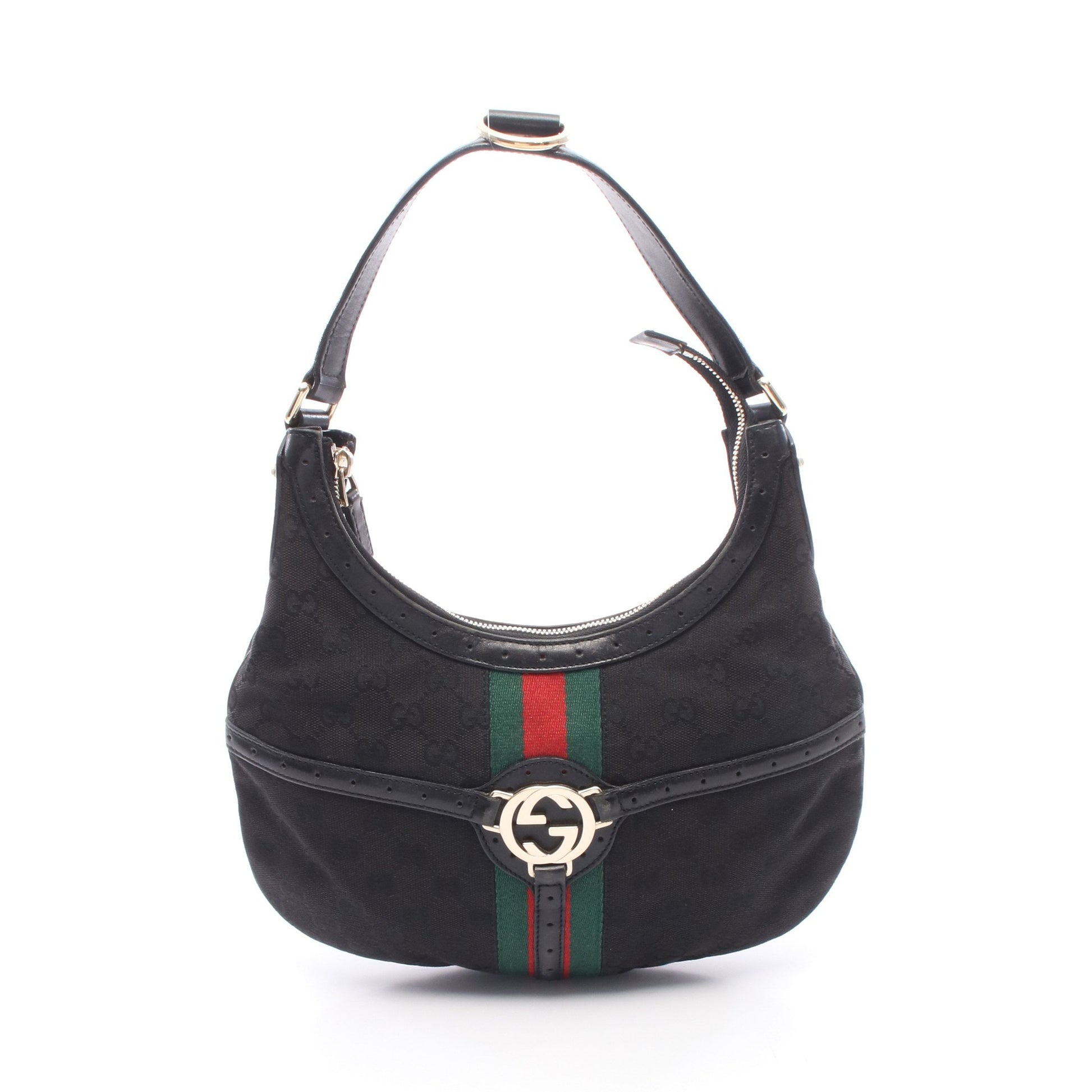 インターロッキングG GGキャンバス ワンショルダーバッグ キャンバス レザー ブラック グリーン レッド グッチ バッグ GUCCI