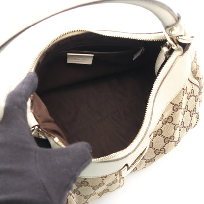 アビー GGキャンバス ワンショルダーバッグ キャンバス レザー ベージュ ホワイト グッチ