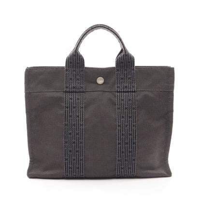 エールラインPM ハンドバッグ トートバッグ ナイロンキャンバス グレー シルバー金具 エルメス