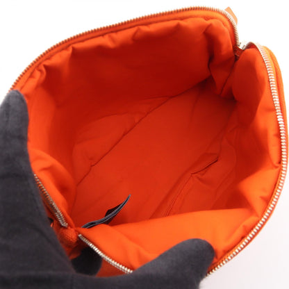 ボリードポーチ ミニ オランジュ フー ポーチ キャンバス レザー オレンジ シルバー金具 エルメス