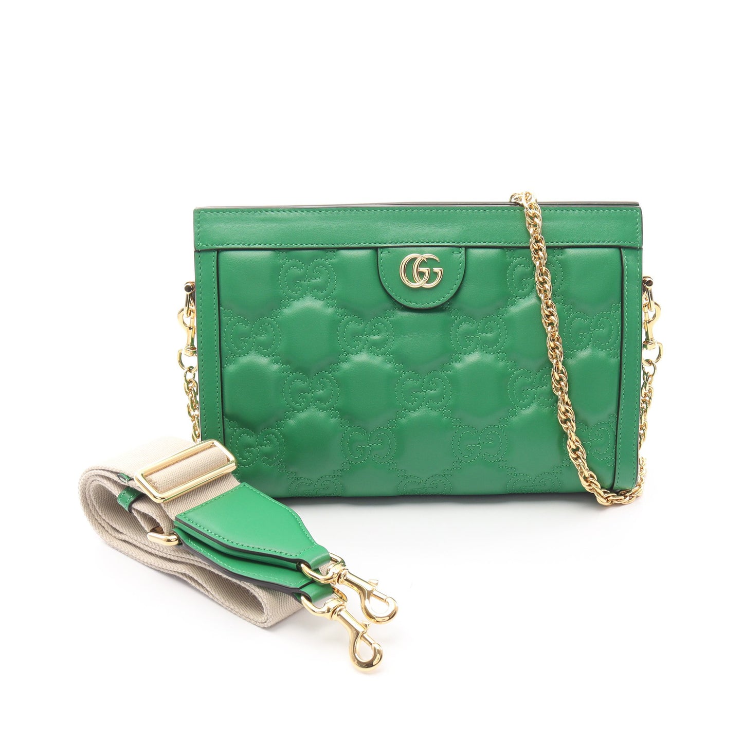 GGマトラッセ 2way チェーンショルダーバッグ レザー グリーン グッチ バッグ GUCCI