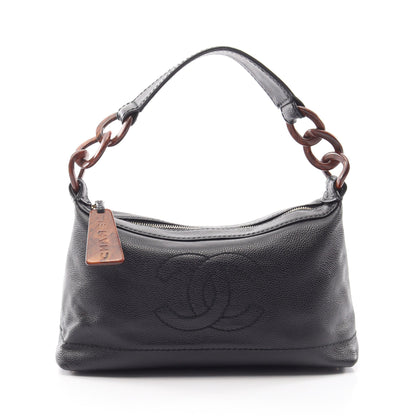 ココマーク ワンショルダーバッグ キャビアスキン ブラック ゴールド金具 シャネル バッグ CHANEL