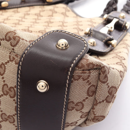 GGキャンバス ショルダーバッグ キャンバス レザー ベージュ ダークブラウン グッチ バッグ GUCCI