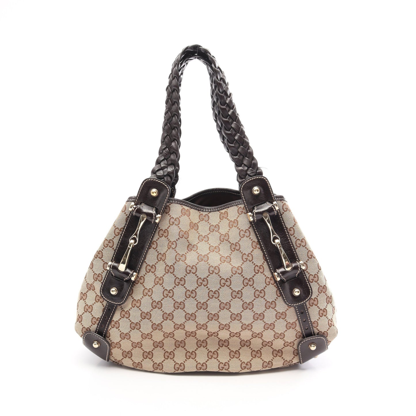 GGキャンバス ショルダーバッグ キャンバス レザー ベージュ ダークブラウン グッチ バッグ GUCCI